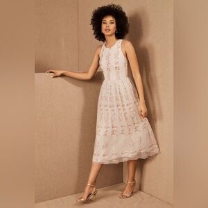 Anthropologie BHLDN Parsons Dress Size 16 New Embroidered Blooms Cascade Formal